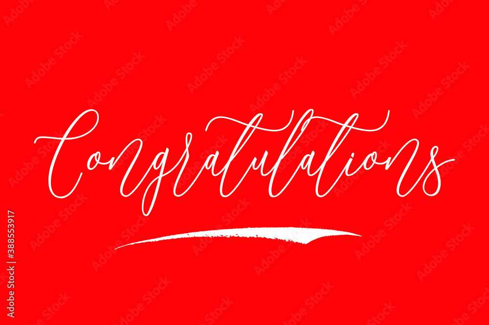Congratulations Cursive Typography White Color Text On Red Background
