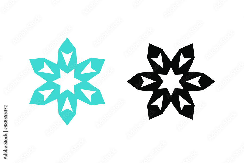 Snowflakes concept with light blue color and black, geometric christmas ornaments. Very suitable in various business purposes, also for icon, symbol and many more.
