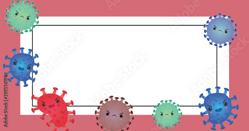 Frame vector coronavirus covid19 cell germ virus icon set