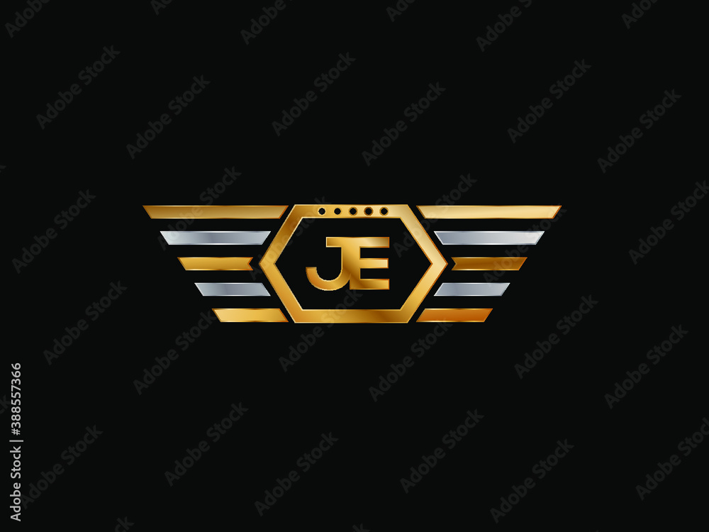 JE Letter Initial with Royal Template. elegant with wing logo vector ...
