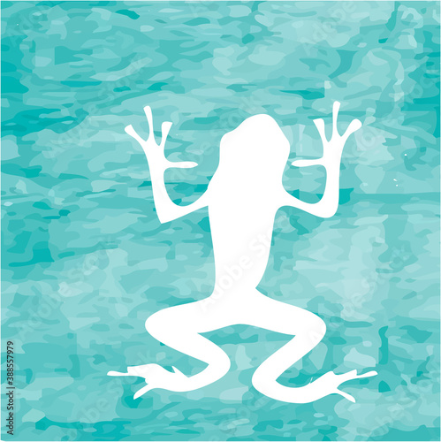 Abstract blue sea background with white frog