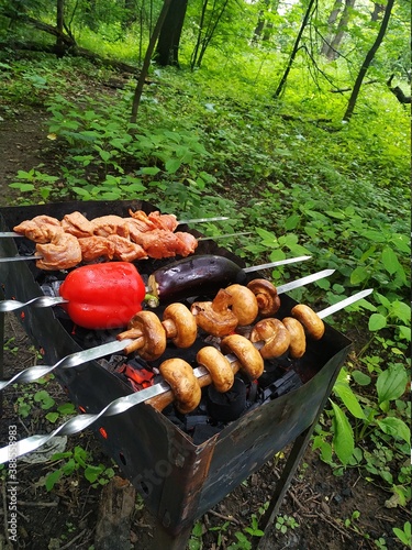 sausages on the grill