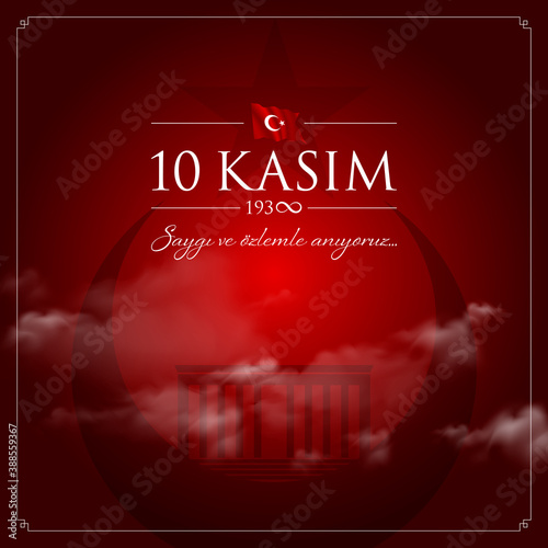 10 kasim vector illustration. (10 November, Mustafa Kemal Ataturk Death Day anniversary.)