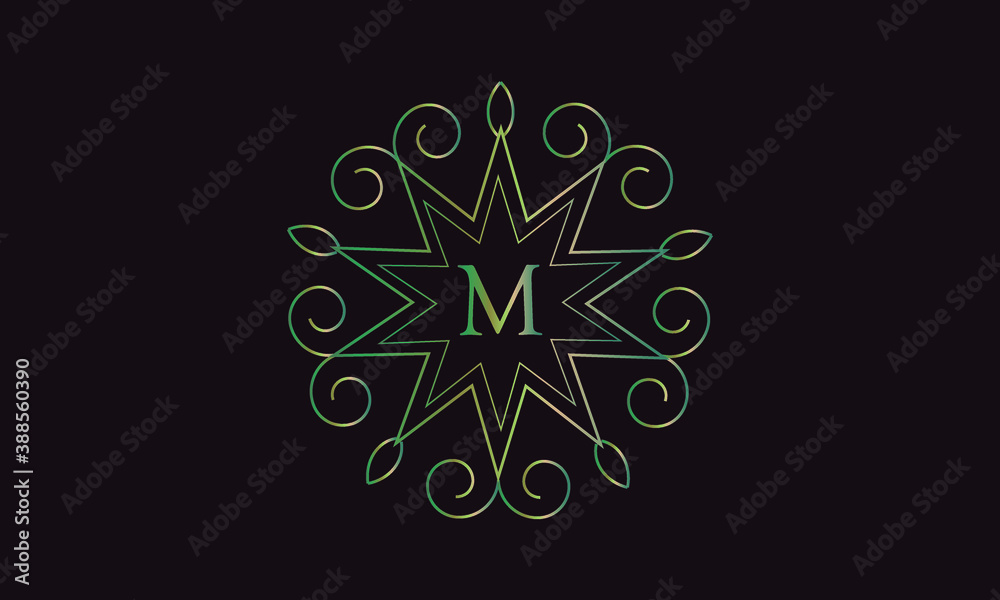 Exquisite vector monogram for design template. Elegant element for logo design, letter M. Business sign, invitation, label, restaurant Exquisite vector monogram for design template. Elegant element for logo design, letter M. Business sign, invitation, label, restaurant