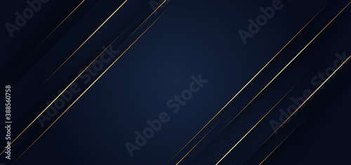 Abstract template blue geometric diagonal background with golden line. Luxury style.