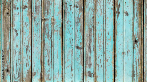 Weathered wood texture painted in turquoise color