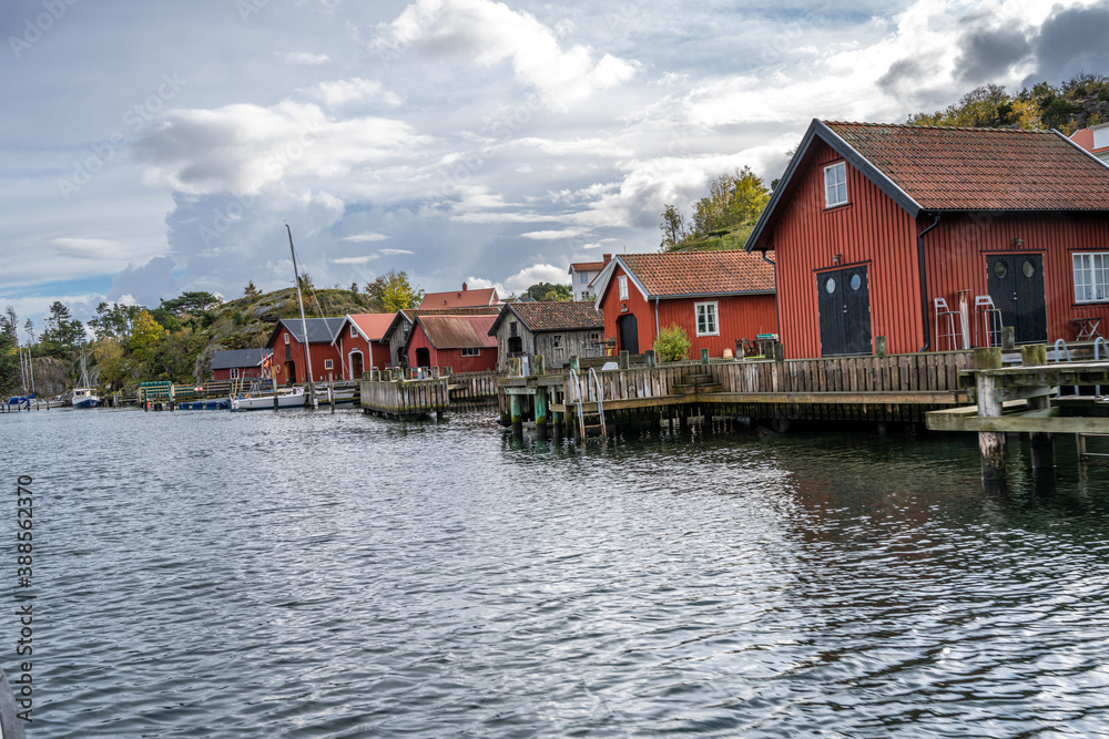 A typical fishing village on the Swedish Atlantic coast. Picture from Hamburgsund, Vastra Gotaland, Sweden