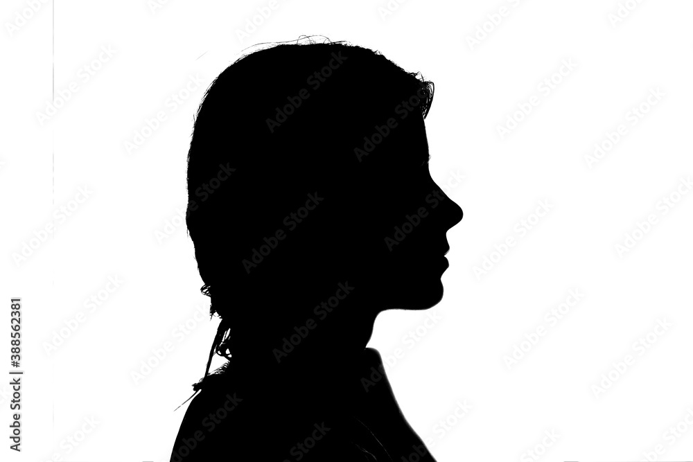 silhouette of a girl on a white background