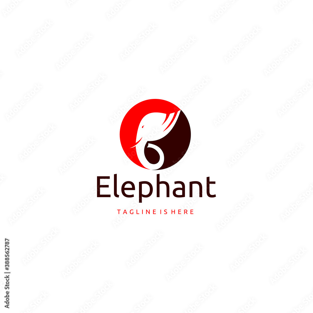 Silhouette of Elephant Isolated In Circle Logo Vector Inspiration