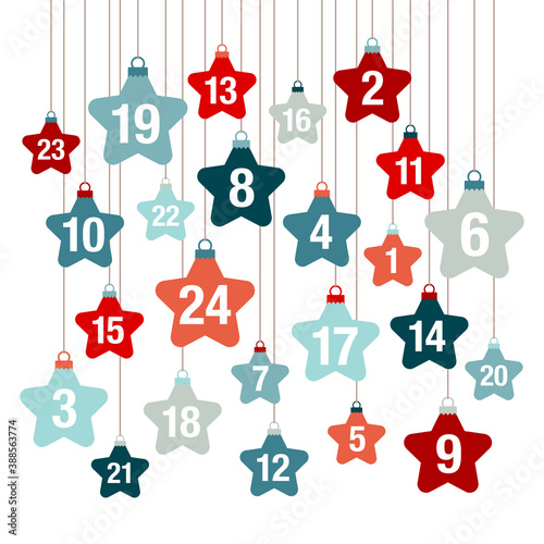 Quadrat Adventskalender Hängende Sterne Balu Und Rot