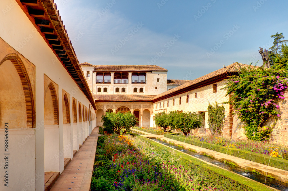 Alhambra Gardens, Granada, HDR Image
