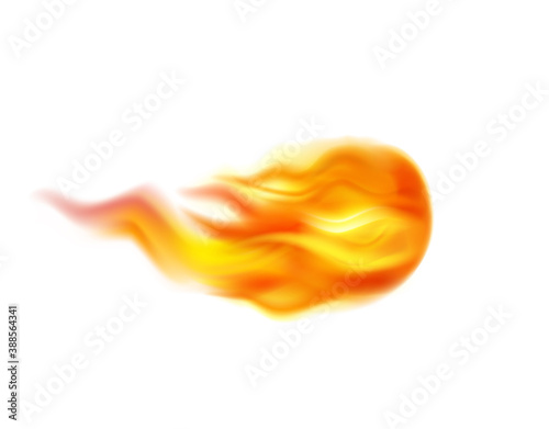 Flame on white background, fire is burning, bonfire, fire for design, fireball flying, vector icon.