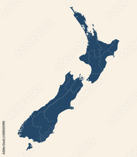 New zealand map. Cyan blue, cream white background. Geographical map backgrounds.