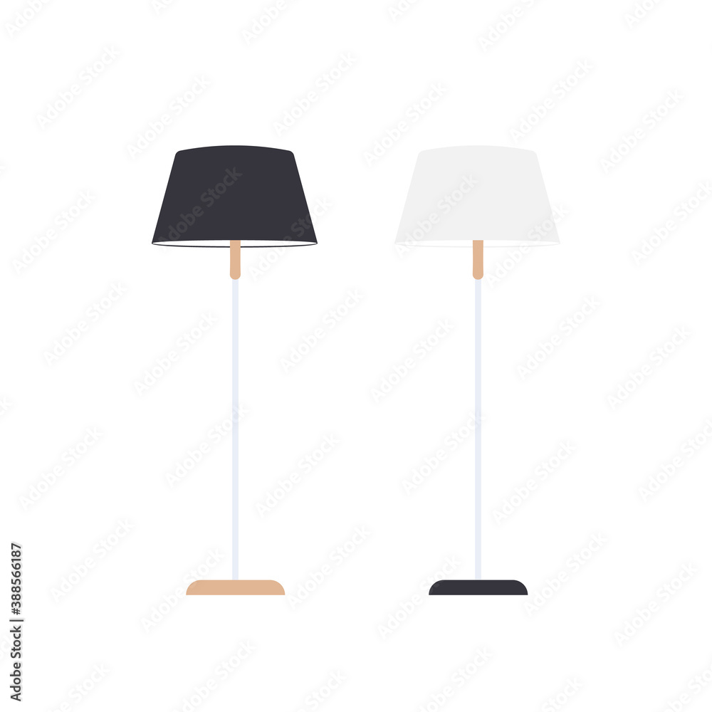 Floor lamp in a flat style. Indoor lamp isolated on white background. Vector. Floor lamp in a flat style. Indoor lamp isolated on white background. Vector.