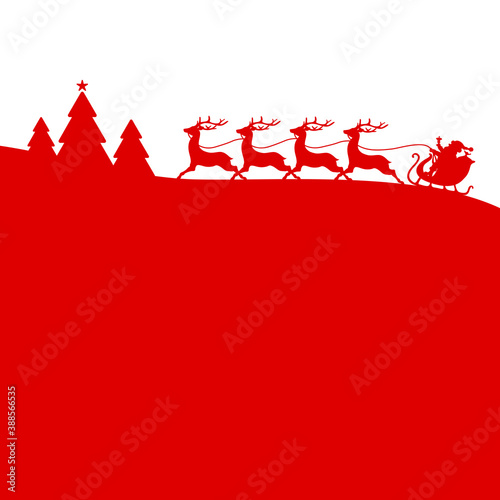 Nach Links Fahrender Weihnachtsschlitten Wald Rot