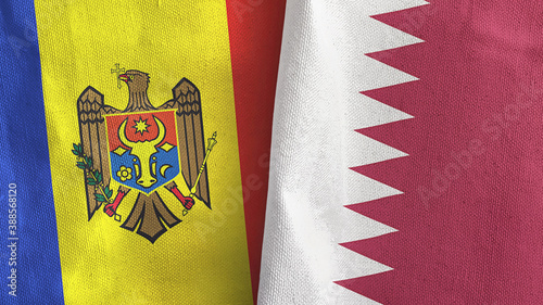Qatar and Moldova two flags textile cloth 3D rendering