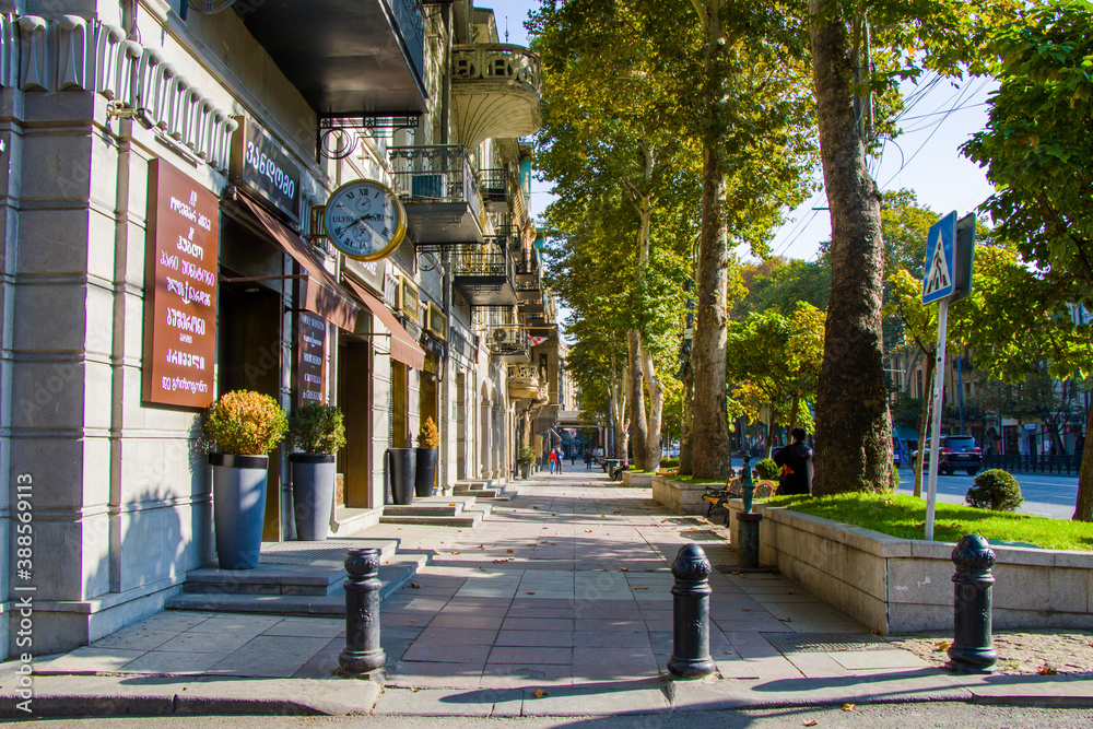 Fototapeta premium Rustaveli ave view, city center in Tbilisi, Georgia