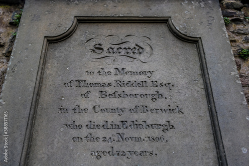 Obraz na plátně Thomas Riddell grave tombstone in Greyfriars Kirkyard, which was the inspiration for Tom Riddle's (Voldemort) character in Harry Potter