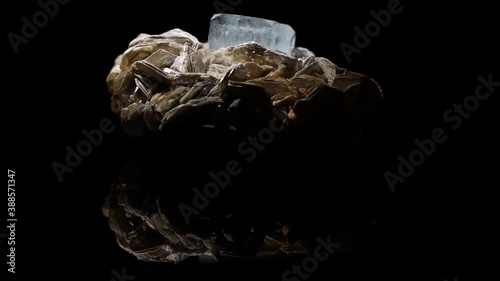 Sparkling example of  an aquamarine crystal in a matrix of muscovite found in Argentina.