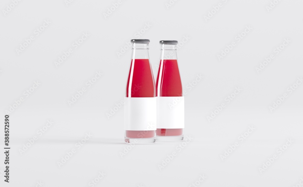 Strawberry Juice Bottles Mockup 3D Illustration