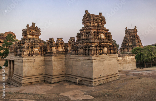 the temple complex of Rama on Mount Malevanta in Hampi and the meeting place for dawn