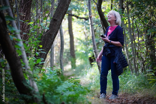 Active Pensioner bathing in German Forest