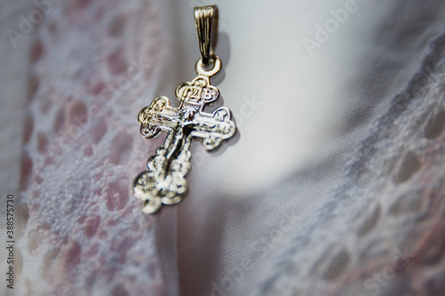 Orthodox Christian pectoral cross shot close-up photo