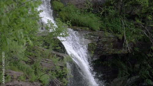 Slow motion shot of the waterfall at Kaaterskill Falls, New York photo