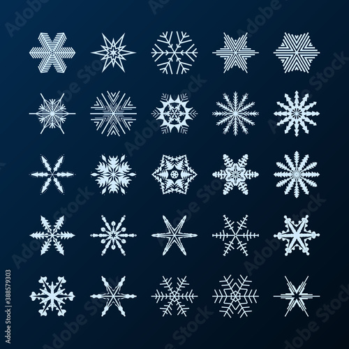 A set of winter patterns in monochrome