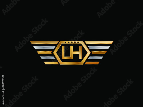 LH Letter Initial with Royal Template.
elegant with wing logo vector,
Creative Lettering Logo Vector Illustration.
