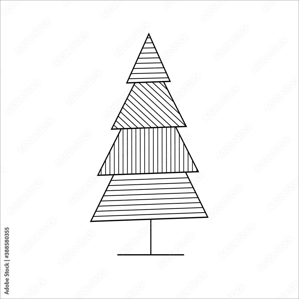 Christmas tree. Vector illustration in doodle style. Isolated object on a white background. New Year elements design for winter holidays, children books, coloring,poster, greeting card. Christmas tree. Vector illustration in doodle style. Isolated object on a white background. New Year elements design for winter holidays, children books, coloring,poster, greeting card.
