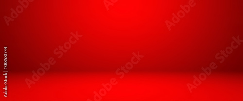 Empty red color studio room background, can use for background and product display photo
