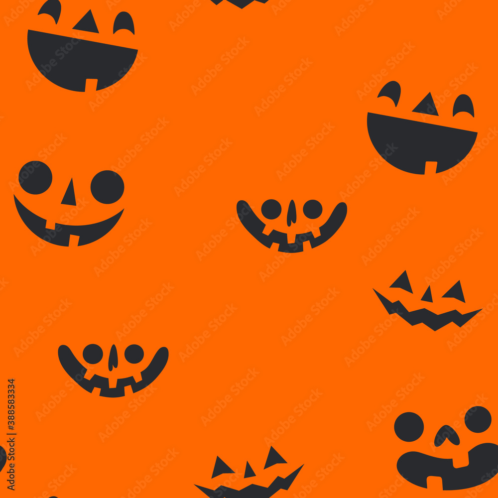 Halloween pumpkin faces seamless pattern. Carved pumpkins texture background. Halloween pumpkin faces seamless pattern. Carved pumpkins texture background.