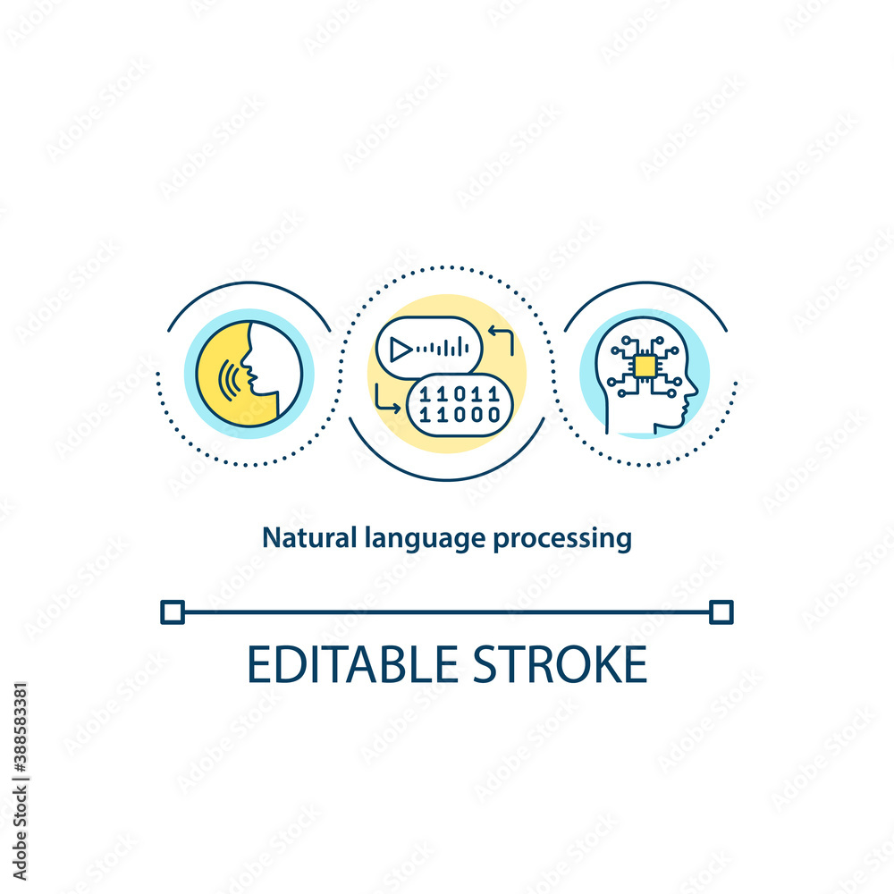 Natural language processing concept icon. Human to computer interaction ...
