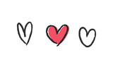 Hand drawn hearts, love icon symbols. Heart doodles. Hand drawn valentine's day design.