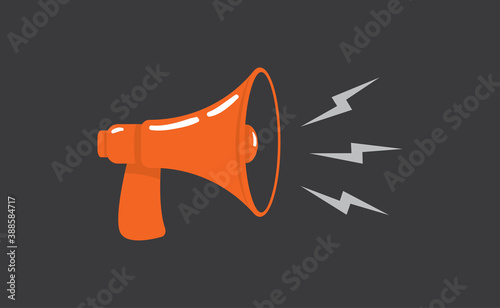 Megaphone, Loudspeaker cartoon vector illustration. Alert and announcement symbol.