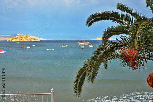 Greece-view of the island Koronisi at sunset photo