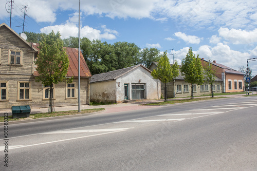 Old houses on the street of a small town