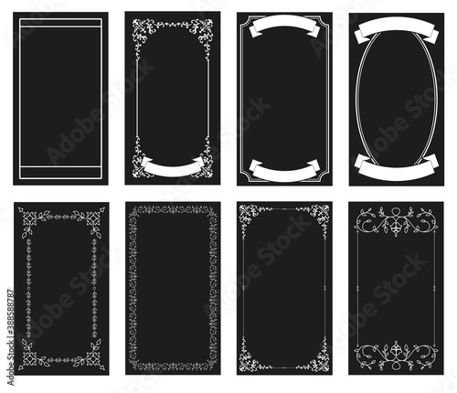 Photo Ornamental retro style frames, banners for text and blank space for tarot cards, invitations, weddings, celebrations