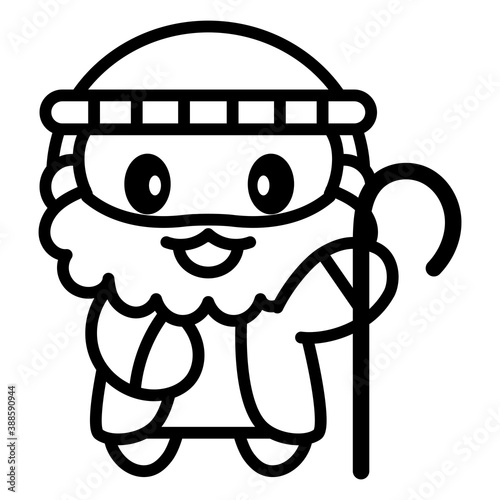 Isolated shepherd icon. Nativity characters icon - Vector