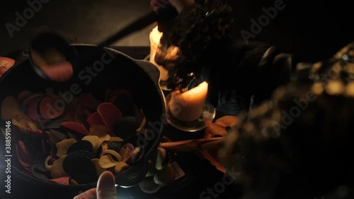 The wizard brews a potion from potato chips