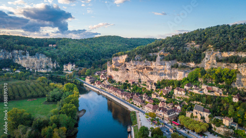 aerial view of la roque gageac town, France © jon_chica