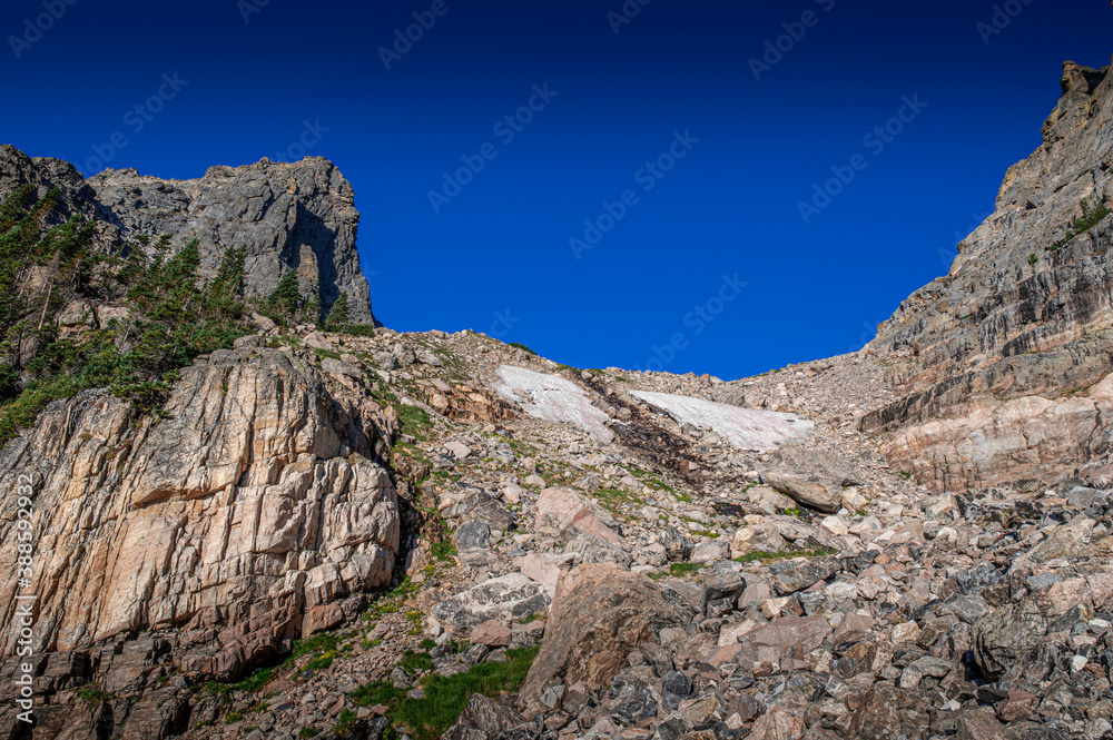 Andrews Glacier Trail summer time in Rocky Mountain National Park, Colorado, USA Andrews Glacier Trail summer time in Rocky Mountain National Park, Colorado, USA