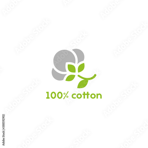Cotton seed icon. 100 cotton green label.