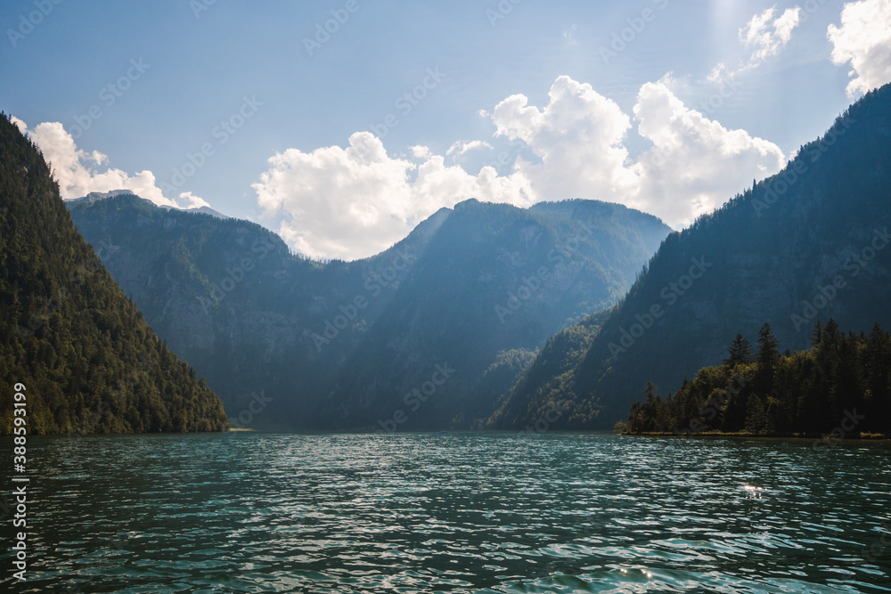 Konigssee lake, famous touristic popular destination in Bavarian Alps, south of Germany, Europe