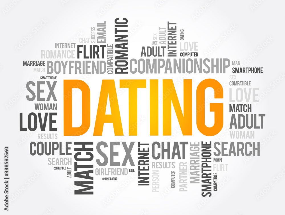 Dating word cloud collage, love concept background Dating word cloud collage, love concept background