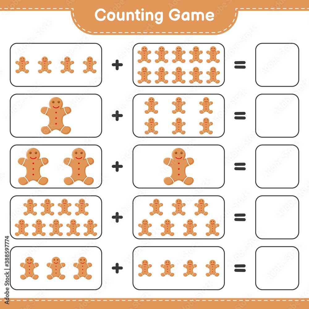 Counting game, count the number of Gingerbread Man and write the result ...