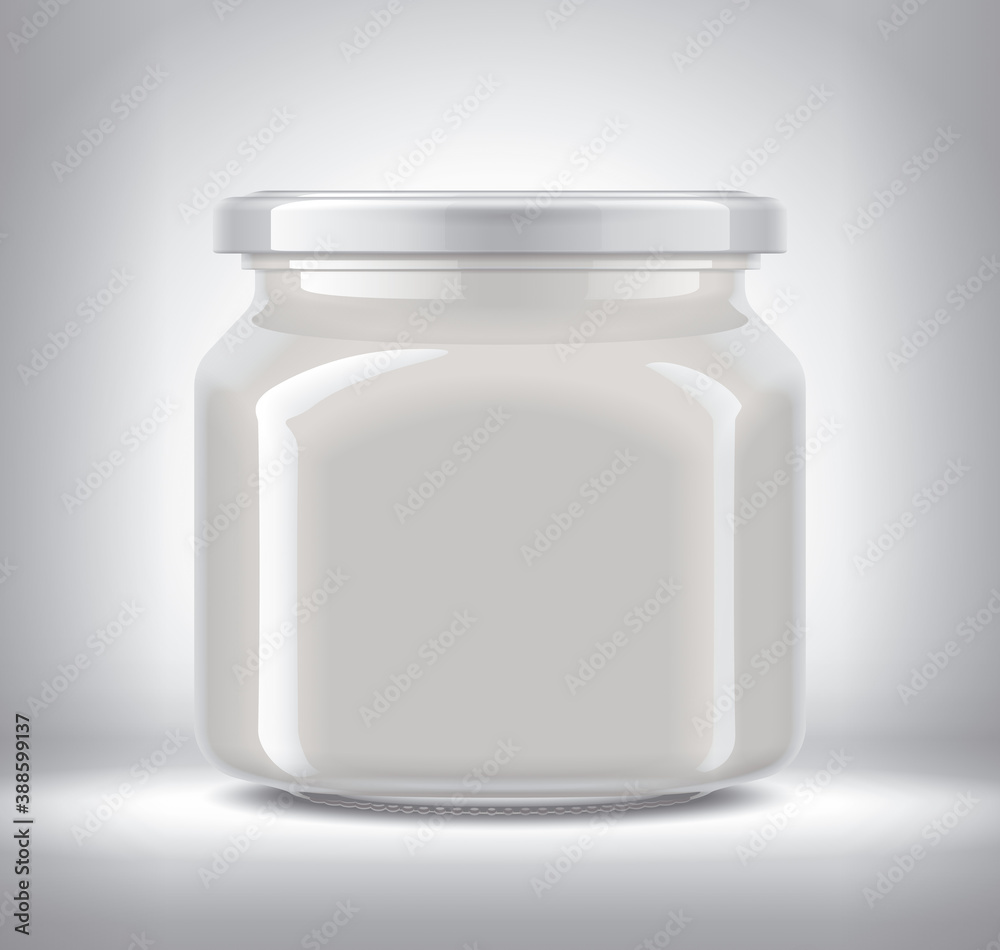 Glass Jar with Dairy Food on Background. Glass Jar with Dairy Food on Background.