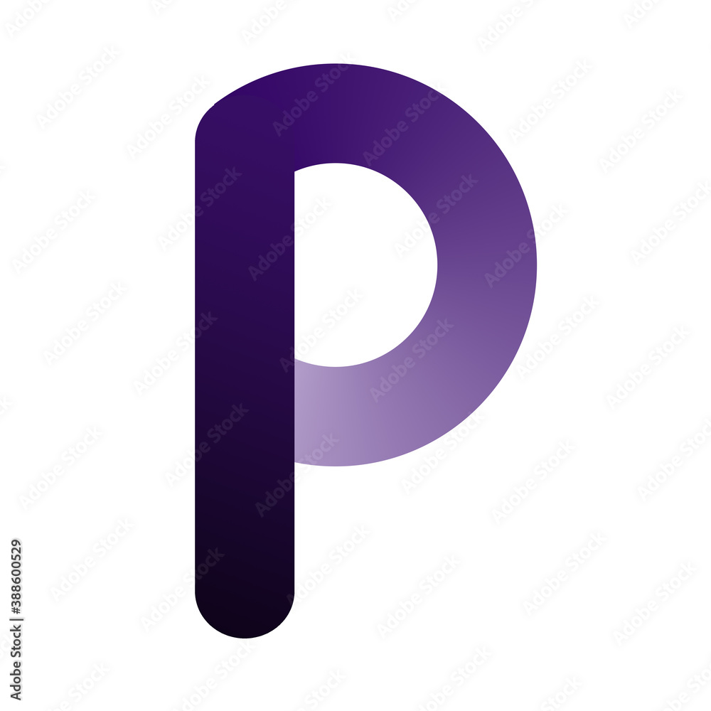 Gradient purple letter P, icon for design or logo. Gradient purple letter P, icon for design or logo.