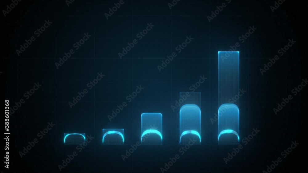 Business Growth And Success Cyber Arrow Infographics/ 4k animation of a business infographics with rising curves and bar stats appearing, symbolizing growth and success